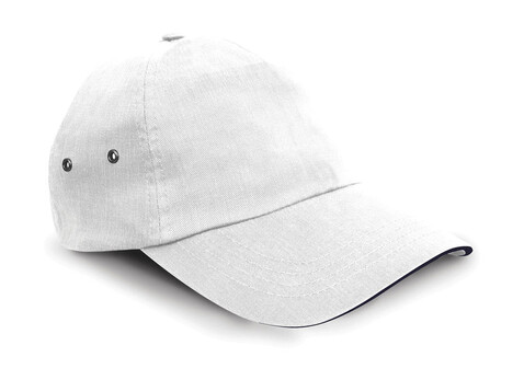 Result Caps Plush Sandwich Cap, White/Navy, One Size bedrucken, Art.-Nr. 372340520