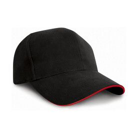 Result Caps Sandwich Brushed Cotton Cap, Black/Red, One Size bedrucken, Art.-Nr. 390341540