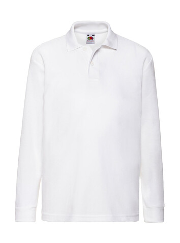 Fruit of the Loom Kids` 65/35 Long Sleeve Polo, White, 104 (3-4) bedrucken, Art.-Nr. 578010003