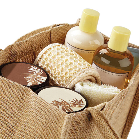 Westford Mill Jute Mini Gift Bag, Natural, One Size bedrucken, Art.-Nr. 612280080