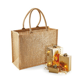Westford Mill Shimmer Jute Shopper, Natural/Gold, One Size bedrucken, Art.-Nr. 637280160