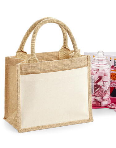 Westford Mill Cotton Pocket Jute Gift Bag, Natural, One Size bedrucken, Art.-Nr. 650280080