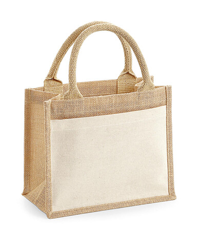 Westford Mill Cotton Pocket Jute Gift Bag, Natural, One Size bedrucken, Art.-Nr. 650280080