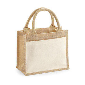Westford Mill Cotton Pocket Jute Gift Bag, Natural, One Size bedrucken, Art.-Nr. 650280080