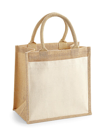 Westford Mill Cotton Pocket Jute Midi Tote, Natural, One Size bedrucken, Art.-Nr. 651280080 Westford Mill Cotton Pocket Jute Midi Tote, Natural, One Size bedrucken, Art.-Nr. 651280080