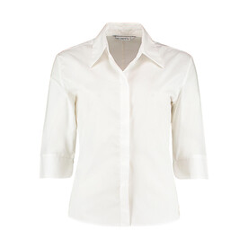 Kustom Kit Women`s Tailored Fit Continental Blouse 3/4 Sleeve, White, XS bedrucken, Art.-Nr. 715110001