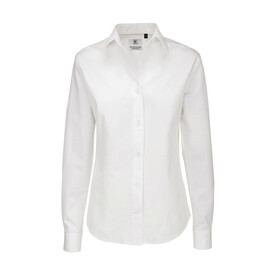 B &amp;amp; C Sharp LSL/women Twill Shirt, White, L bedrucken, Art.-Nr. 718420005