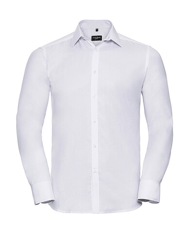 Russell Europe Men`s LS Herringbone Shirt, White, S (15") bedrucken, Art.-Nr. 789000003