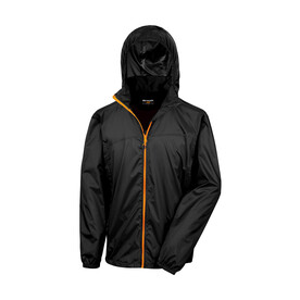Result HDI Quest Lightweight Stowable Jacket, Black/Orange, XS bedrucken, Art.-Nr. 889331782