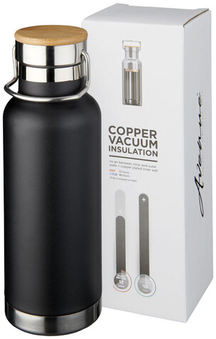 Thor 480 ml Kupfer-Vakuum Isolierflasche, schwarz bedrucken, Art.-Nr. 10059400