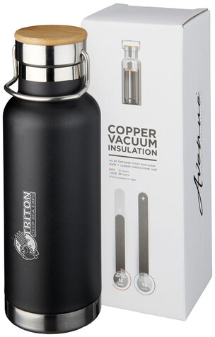 Thor 480 ml Kupfer-Vakuum Isolierflasche, schwarz bedrucken, Art.-Nr. 10059400
