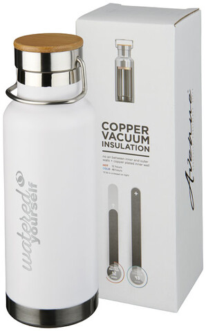 Thor 480 ml Kupfer-Vakuum Isolierflasche, weiss bedrucken, Art.-Nr. 10059402 Thor 480 ml Kupfer-Vakuum Isolierflasche, weiss bedrucken, Art.-Nr. 10059402