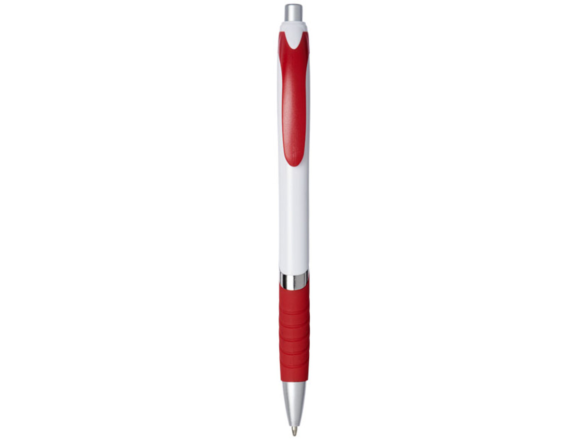 Turbo Kugelschreiber mit weißem Schaft, weiss, rot bedrucken, Art.-Nr. 10736103