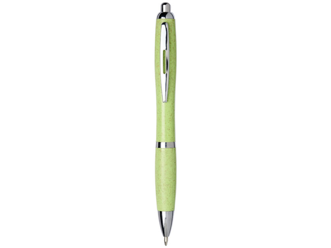 Nash Kugelschreiber aus Weizenstroh mit Chromspitze, grün bedrucken, Art.-Nr. 10737903