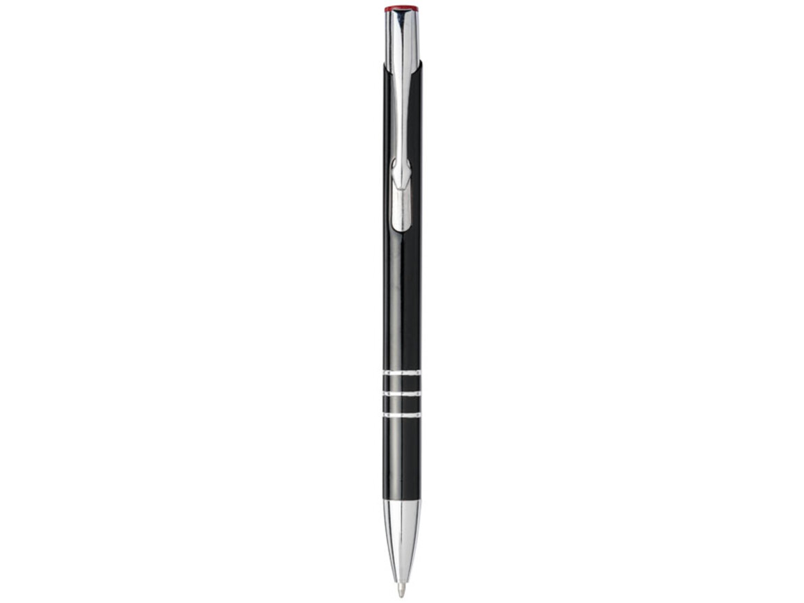 Moneta Laser farbiger Druckkugelschreiber aus Aluminium, schwarz, rot bedrucken, Art.-Nr. 10741802