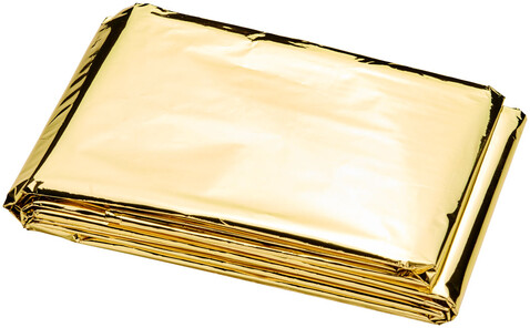 Frederik Notfalldecke mit 2 Funktionen, silber, gold bedrucken, Art.-Nr. 12200500
