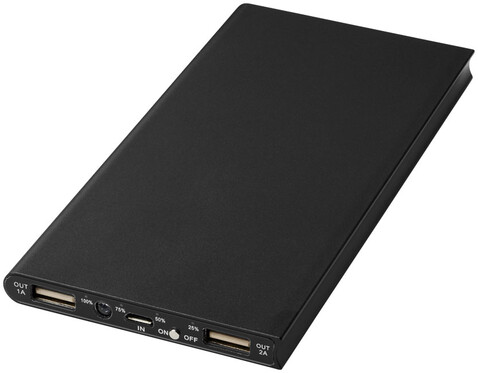 Plate 8000 mAh Aluminium-Powerbank, schwarz bedrucken, Art.-Nr. 12411200 Plate 8000 mAh Aluminium-Powerbank, schwarz bedrucken, Art.-Nr. 12411200