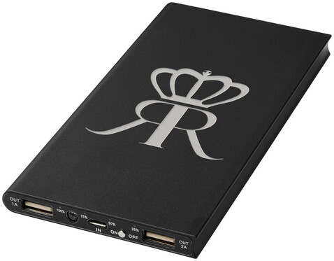 Plate 8000 mAh Aluminium-Powerbank, schwarz bedrucken, Art.-Nr. 12411200 Plate 8000 mAh Aluminium-Powerbank, schwarz bedrucken, Art.-Nr. 12411200