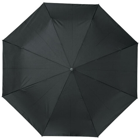 Bo 21" Vollautomatik Kompaktregenschirm aus recyceltem PET-Kunststoff, schwarz bedrucken, Art.-Nr. 10914301