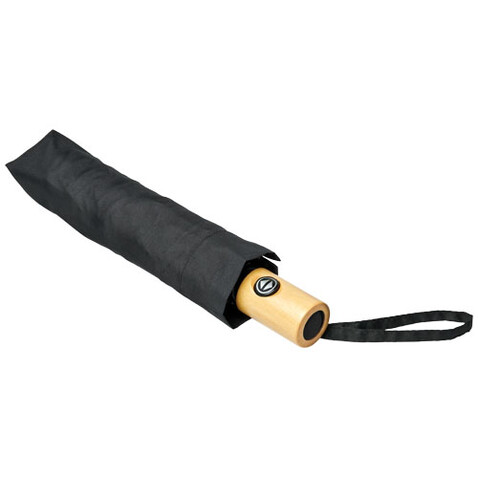 Bo 21" Vollautomatik Kompaktregenschirm aus recyceltem PET-Kunststoff, schwarz bedrucken, Art.-Nr. 10914301