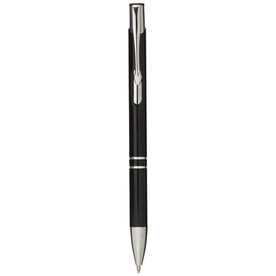 Moneta Druckkugelschreiber aus Aluminium (schwarze Mine), schwarz bedrucken, Art.-Nr. 10744000