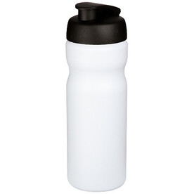Baseline® Plus 650 ml Sportflasche mit Klappdeckel, weiss, schwarz bedrucken, Art.-Nr. 21068500