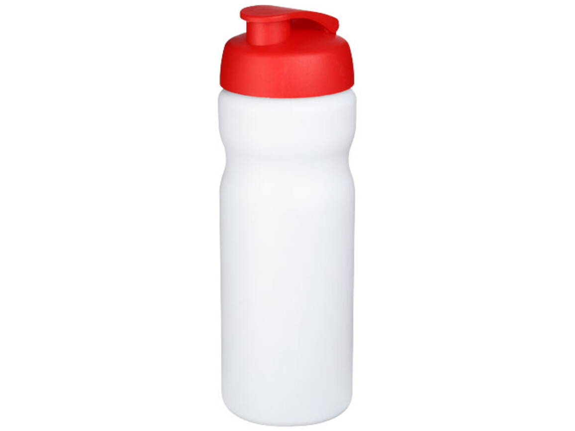 Baseline® Plus 650 ml Sportflasche mit Klappdeckel, weiss, rot bedrucken, Art.-Nr. 21068503