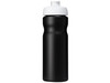 Baseline® Plus 650 ml Sportflasche mit Klappdeckel, schwarz, weiss bedrucken, Art.-Nr. 21068512
