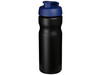 Baseline® Plus 650 ml Sportflasche mit Klappdeckel, schwarz, blau bedrucken, Art.-Nr. 21068513