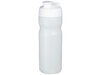 Baseline® Plus 650 ml Sportflasche mit Klappdeckel, transparent, weiss bedrucken, Art.-Nr. 21068516