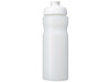 Baseline® Plus 650 ml Sportflasche mit Klappdeckel, transparent, weiss bedrucken, Art.-Nr. 21068516