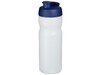 Baseline® Plus 650 ml Sportflasche mit Klappdeckel, transparent, blau bedrucken, Art.-Nr. 21068517