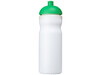 Baseline® Plus 650 ml Sportflasche mit Kuppeldeckel, weiss, grün bedrucken, Art.-Nr. 21068606