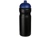 Baseline® Plus 650 ml Sportflasche mit Kuppeldeckel, schwarz, blau bedrucken, Art.-Nr. 21068613