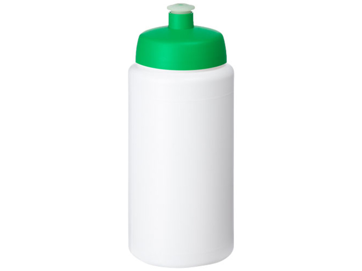 Baseline® Plus grip 500 ml Sportflasche mit Sportdeckel, weiss, grün bedrucken, Art.-Nr. 21068706