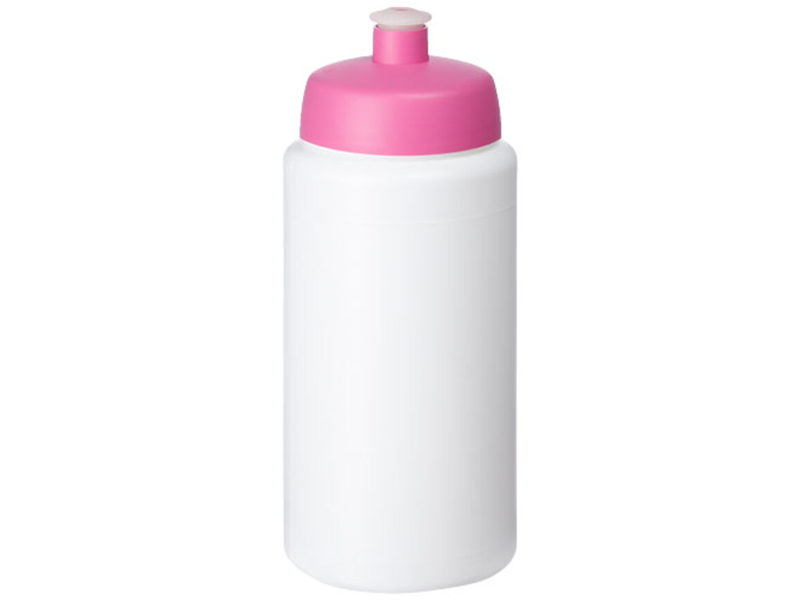 Baseline® Plus grip 500 ml Sportflasche mit Sportdeckel, weiss, rosa bedrucken, Art.-Nr. 21068708