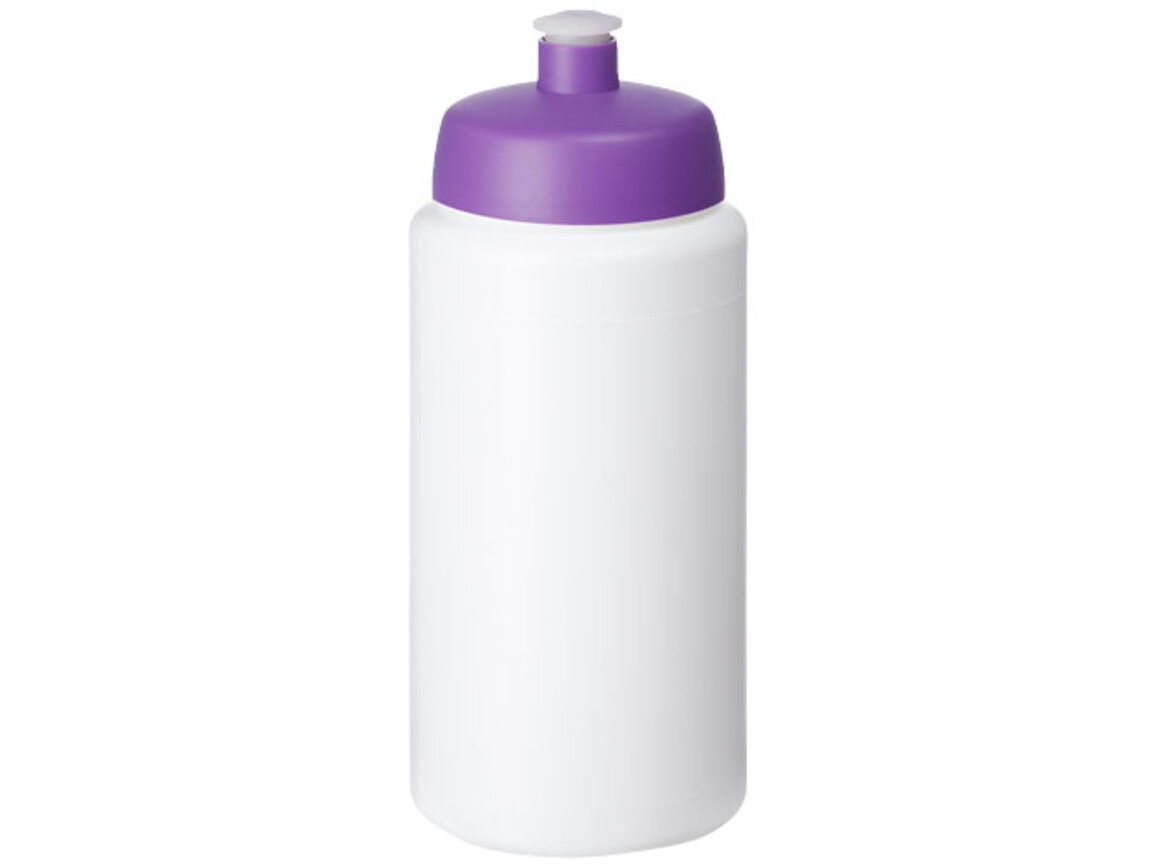 Baseline® Plus grip 500 ml Sportflasche mit Sportdeckel, weiss, lila bedrucken, Art.-Nr. 21068709