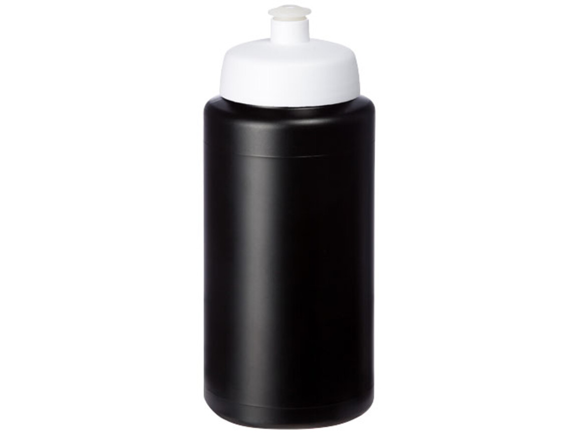 Baseline® Plus grip 500 ml Sportflasche mit Sportdeckel, schwarz, weiss bedrucken, Art.-Nr. 21068712
