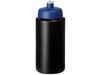Baseline® Plus grip 500 ml Sportflasche mit Sportdeckel, schwarz, blau bedrucken, Art.-Nr. 21068713