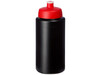 Baseline® Plus grip 500 ml Sportflasche mit Sportdeckel, schwarz, rot bedrucken, Art.-Nr. 21068714