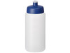 Baseline® Plus grip 500 ml Sportflasche mit Sportdeckel, transparent, blau bedrucken, Art.-Nr. 21068717