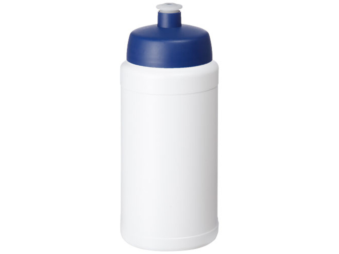 Baseline® Plus 500 ml Flasche mit Sportdeckel, weiss, blau bedrucken, Art.-Nr. 21068802