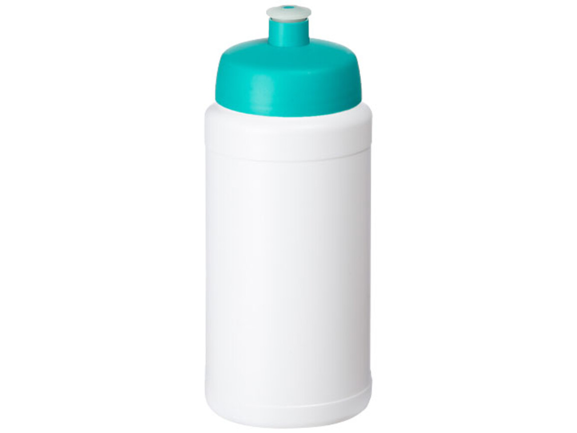 Baseline® Plus 500 ml Flasche mit Sportdeckel, weiss, aquablau bedrucken, Art.-Nr. 21068805