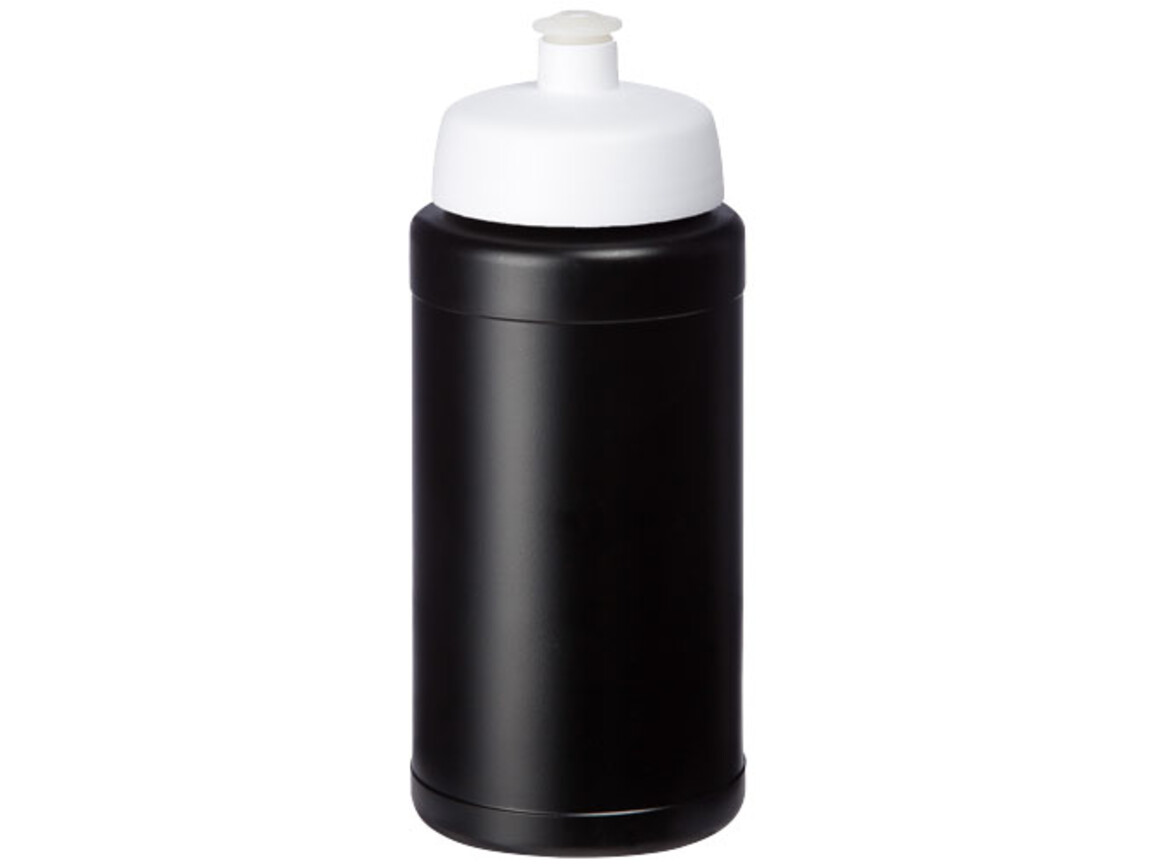 Baseline® Plus 500 ml Flasche mit Sportdeckel, schwarz, weiss bedrucken, Art.-Nr. 21068812
