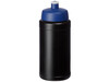 Baseline® Plus 500 ml Flasche mit Sportdeckel, schwarz, blau bedrucken, Art.-Nr. 21068813