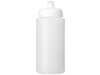 Baseline® Plus 500 ml Flasche mit Sportdeckel, transparent, weiss bedrucken, Art.-Nr. 21068816