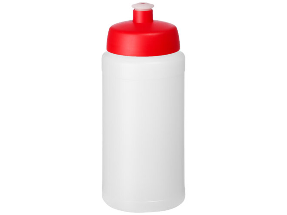 Baseline® Plus 500 ml Flasche mit Sportdeckel, transparent, rot bedrucken, Art.-Nr. 21068818
