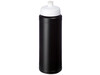 Baseline® Plus grip 750 ml Sportflasche mit Sportdeckel, schwarz, weiss bedrucken, Art.-Nr. 21068912