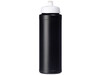 Baseline® Plus grip 750 ml Sportflasche mit Sportdeckel, schwarz, weiss bedrucken, Art.-Nr. 21068912
