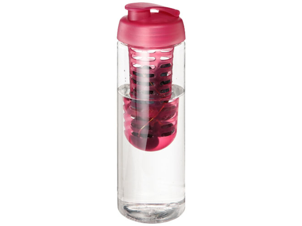 H2O Active® Vibe 850 ml Flasche mit Klappdeckel und Infusor, transparent, rosa bedrucken, Art.-Nr. 21069206